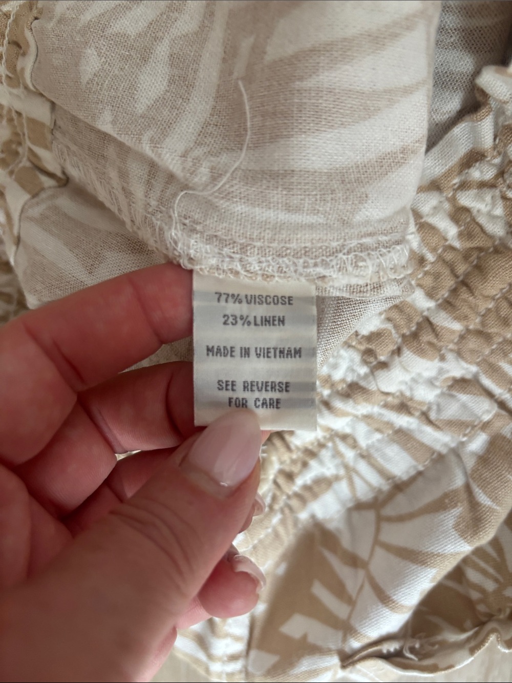 NEW Neutral Leaf Print Wide-Leg Linen Blend Pants - Picture 3 of 8